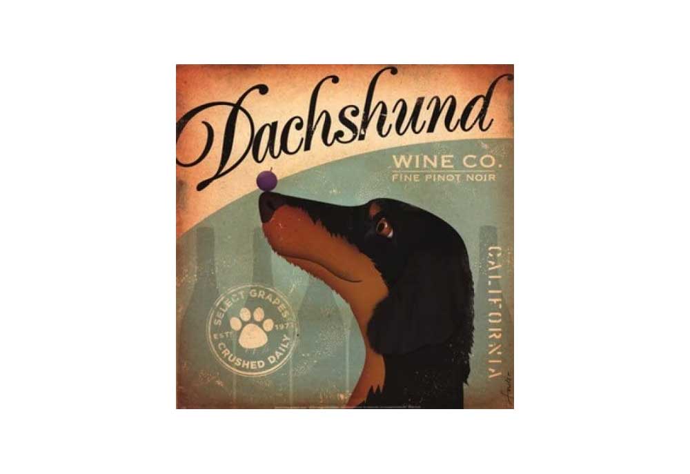 Dachshund Wine Company Poster | Dog Posters Art Prints
