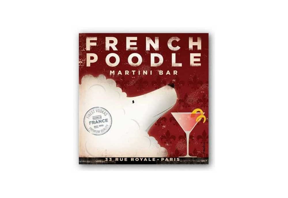French Poodle Martini Bar Poster | Dog Posters Art Prints