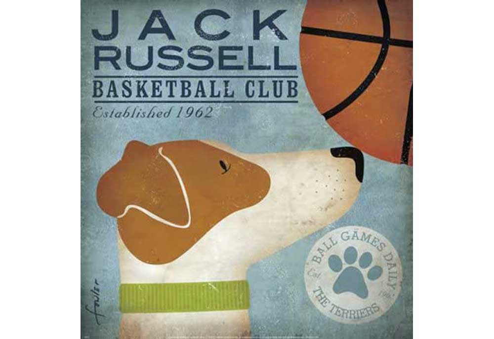 Dog Poster Art 'Jack Russell Basketball Club' Stephen Fowler | Dog Posters and Prints