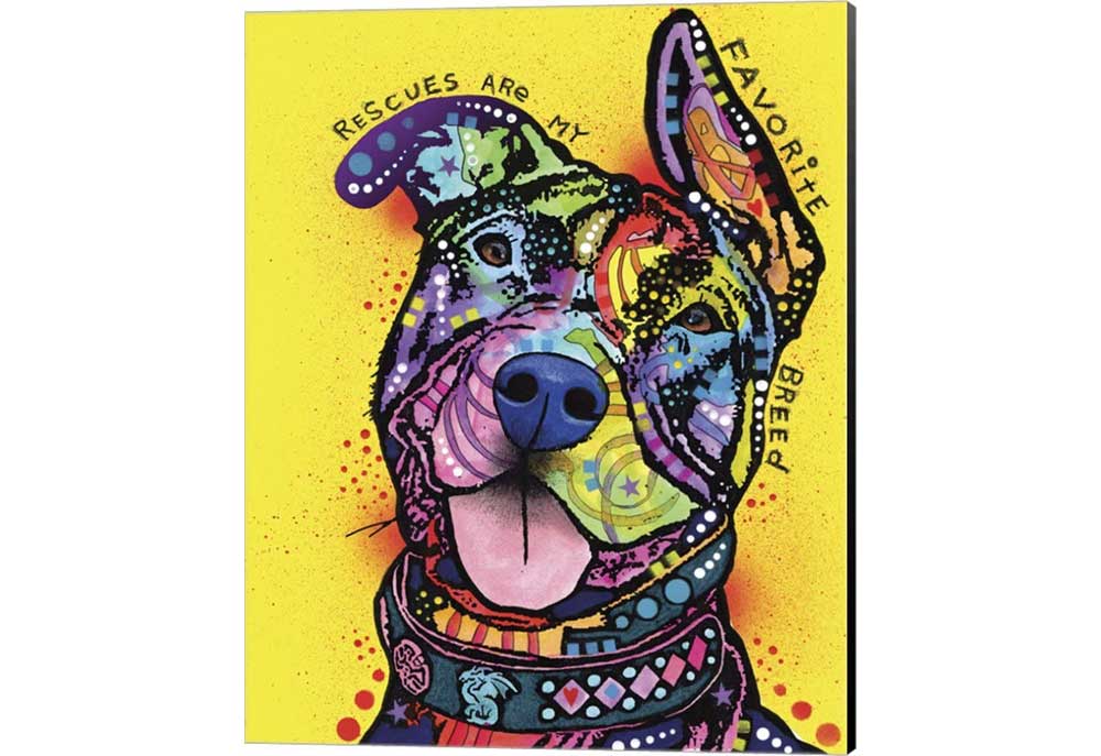 Dog Poster by Dean Russo 'Rescues Are My Favorite Breed' | Dog Art Prints Posters