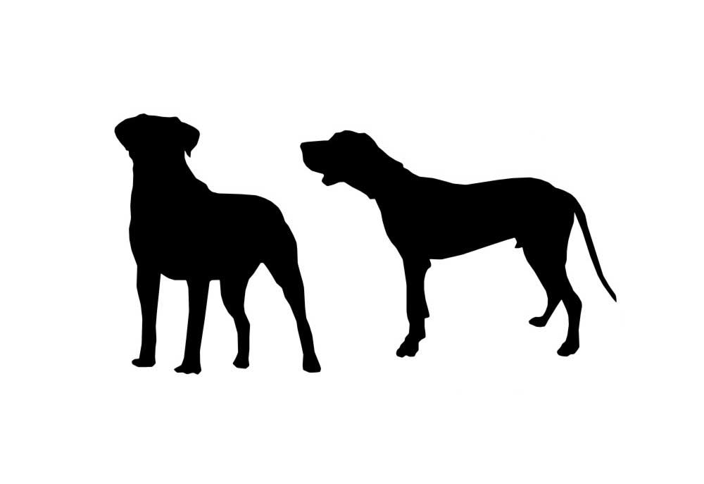 Clip Art of Two Dogs in Silhouette | Dog Clip Art Images