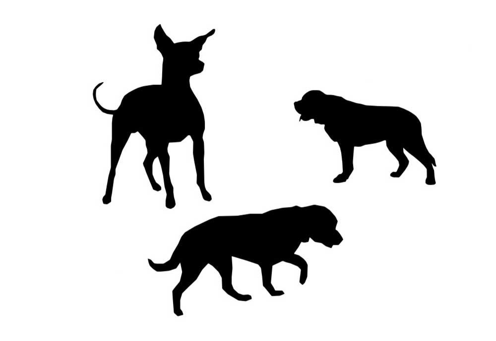 Clip Art of Three Dog Silhouettes | Dog Clip Art Images