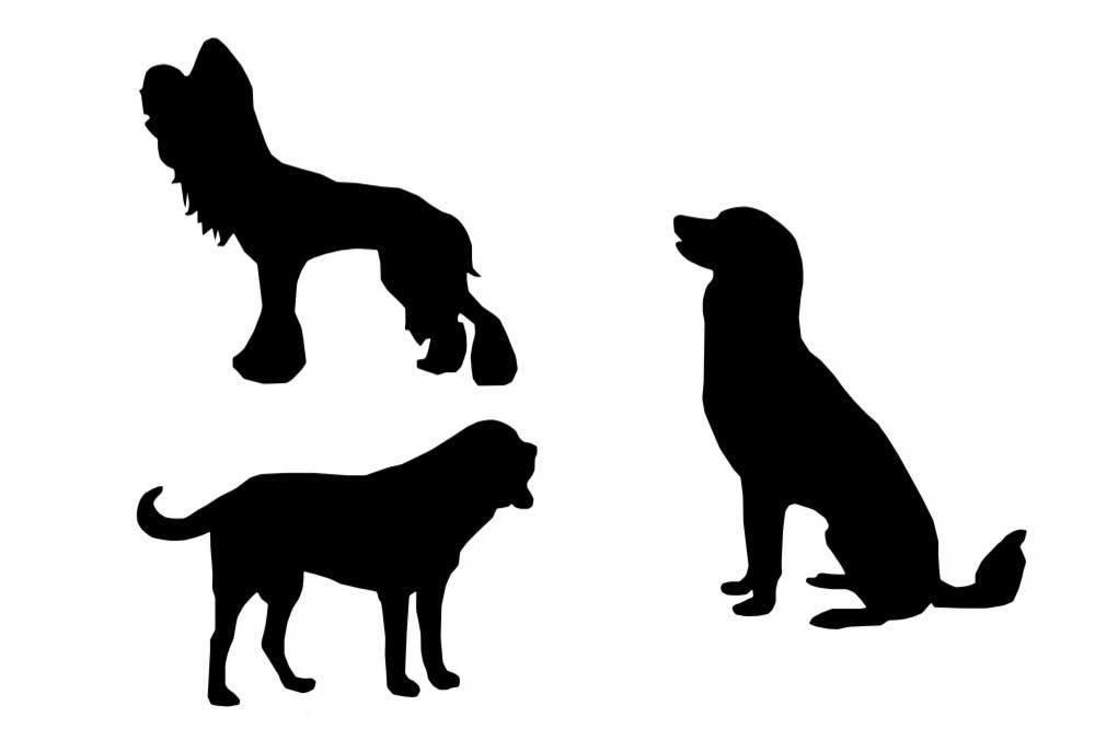 Three Clip Art Dogs in Silhouette | Dog Clip Art Images