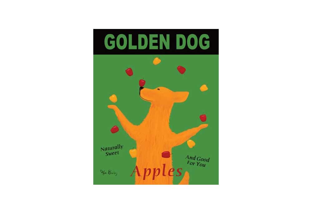 Golden Dog Apples Poster | Dog Posters Art Prints