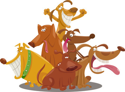 Six Cartoon Dogs Party Animals Dog Clip Art Pictures