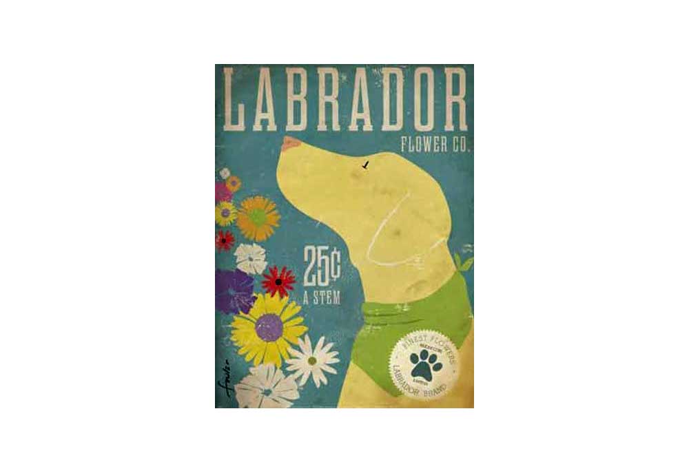 Dog Poster Labrador Flower Company - Advertising Poster Art