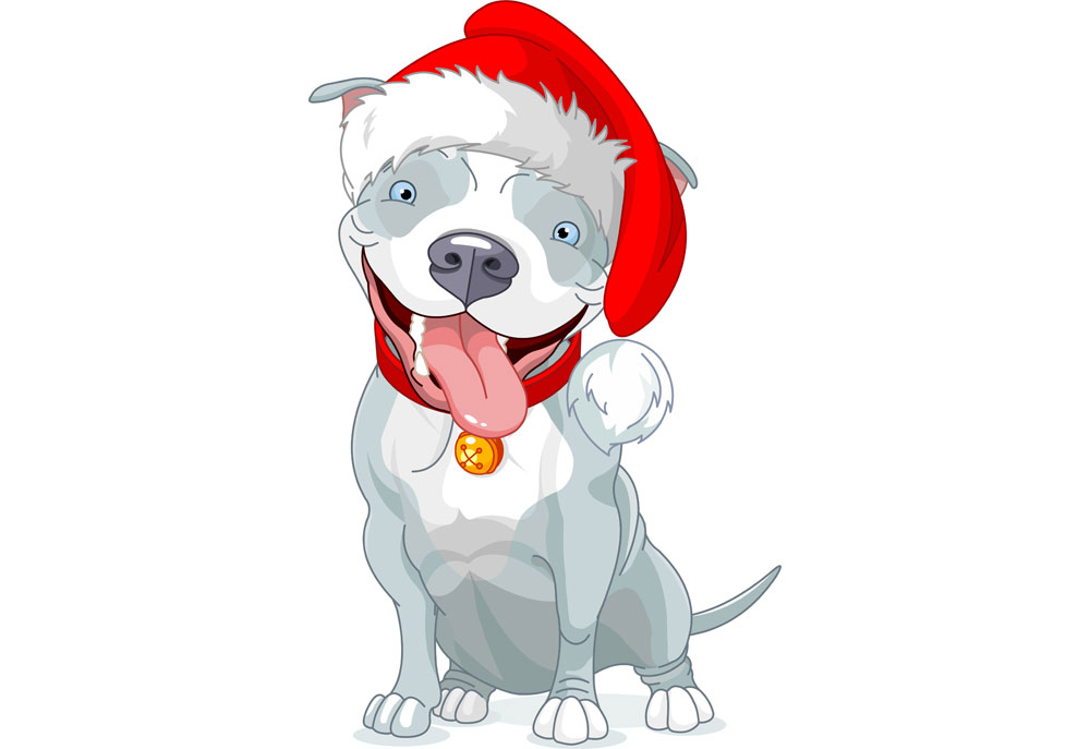 Clip Art Pit Bull Dog in Santa Hat | Dog Clip Art Images