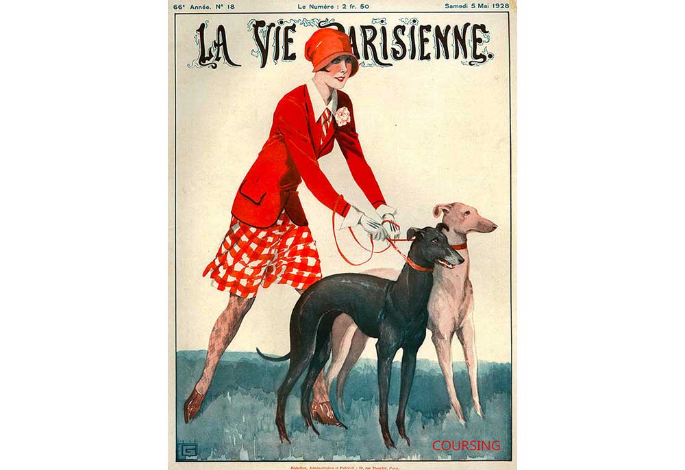 Greyhound Dogs French Woman 1928 | Dog Posters Art Prints