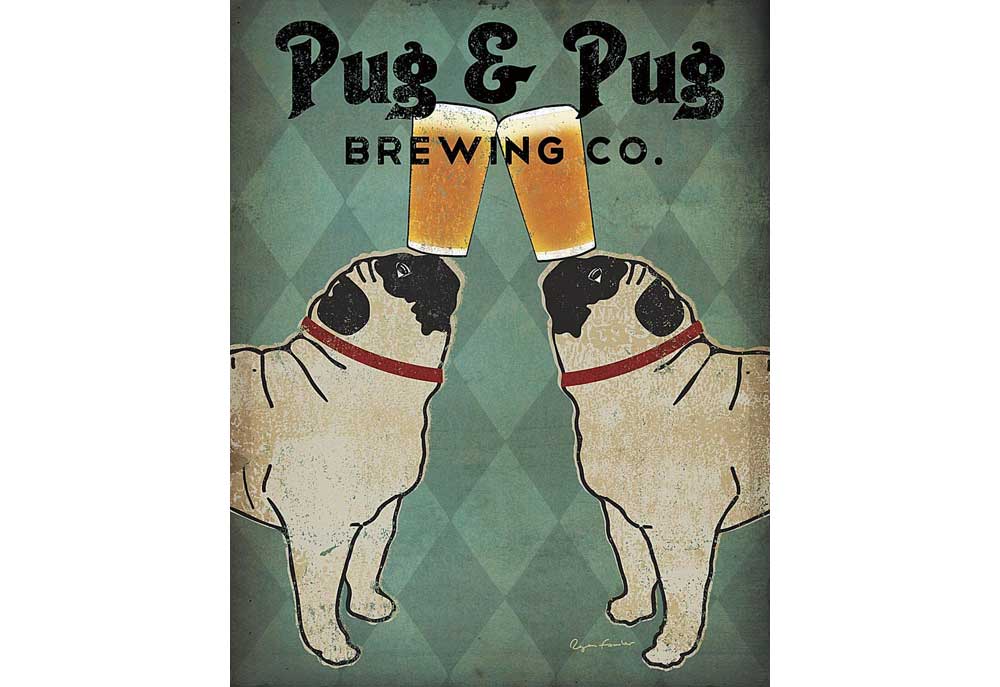 'Pug and Pug Brewing Co.' Art Print | Dog Posters Art Prints