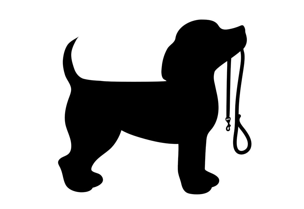 Clip Art Silhouette Puppy with Leash | Dog Clip Art Images