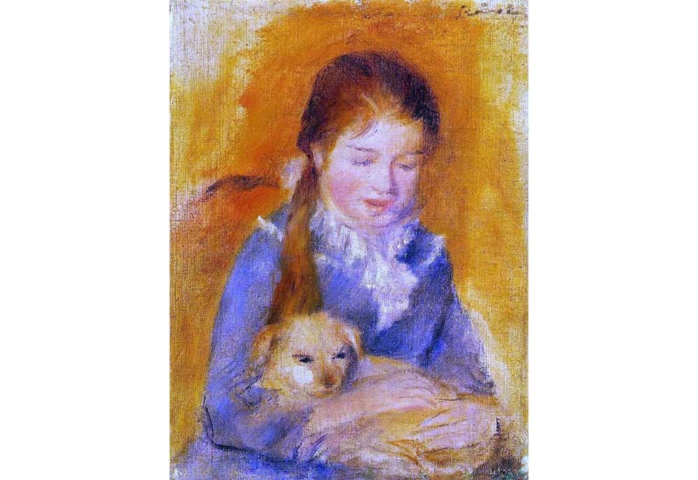 Dog Art Print by Pierre Auguste Renoir Girl with a Dog | Posters Art Prints Images