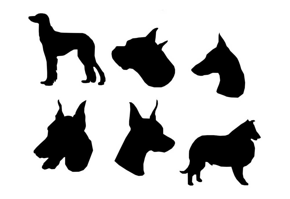 Silhouette Clip Art of Six Dogs | Dog Clip Art Images